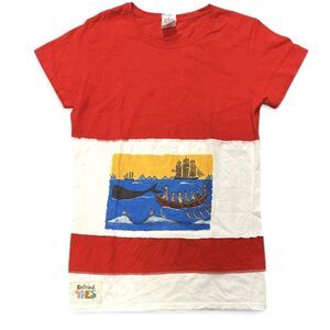 Upcycled T Shirt Refried Tees Patchwork Women’s M Nautical Art Handmade